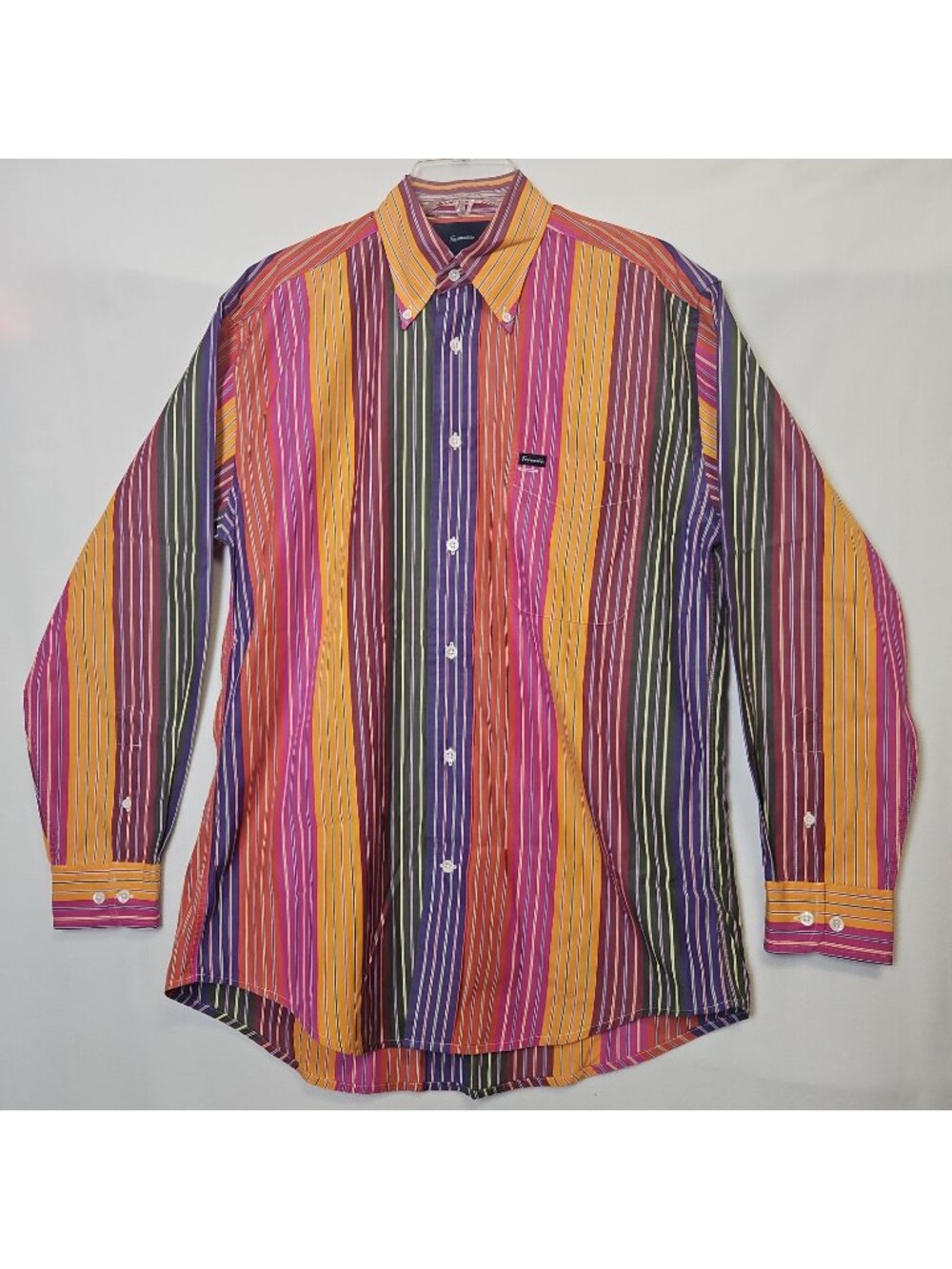 Faconnable Classique Mens Shirt Sz S Multicolor Striped Button Down Cotton